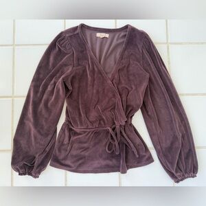 Burgandy corduroy velvety madewell top